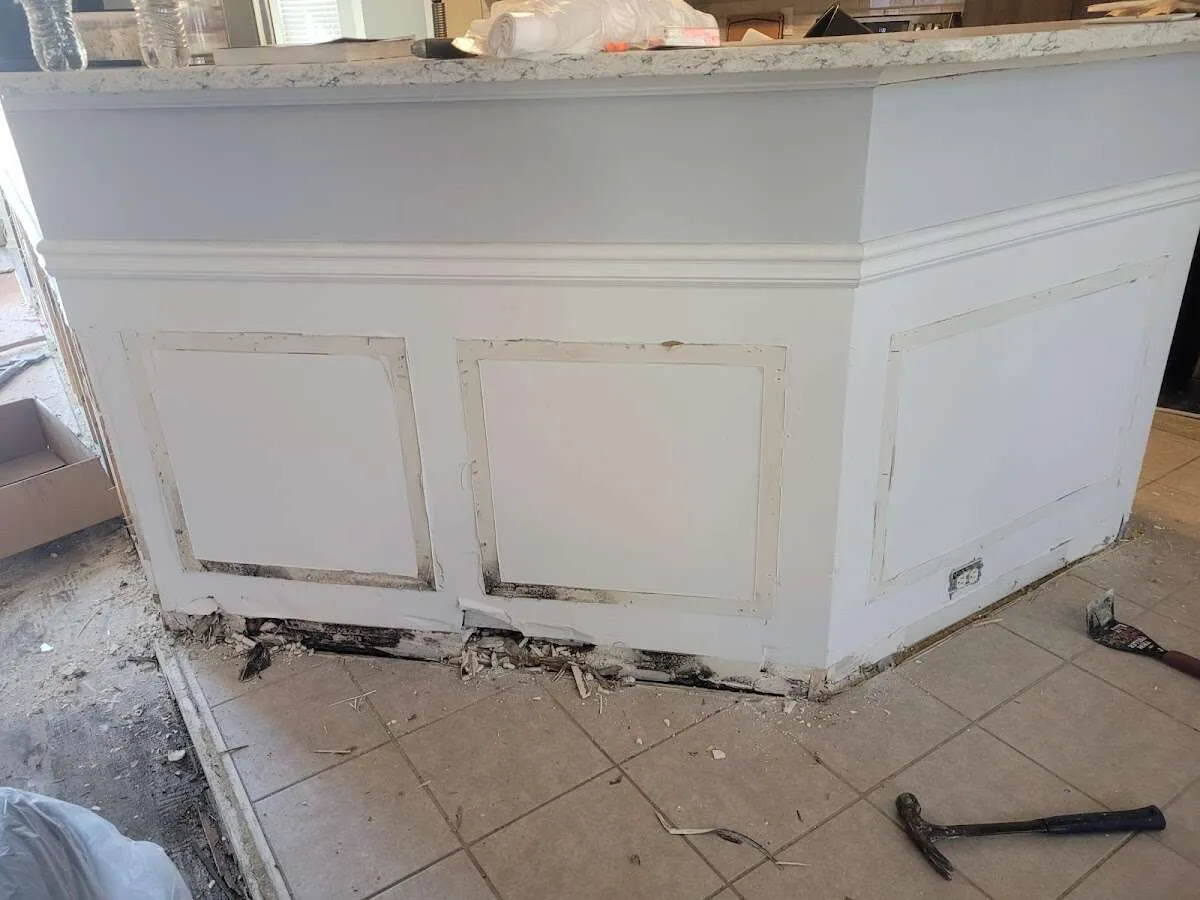 Water damage and mold on kitchen during Storm Damage Restoration in Nolensville